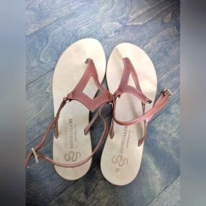 Genuine Italian Leather Women's Brown Sandals